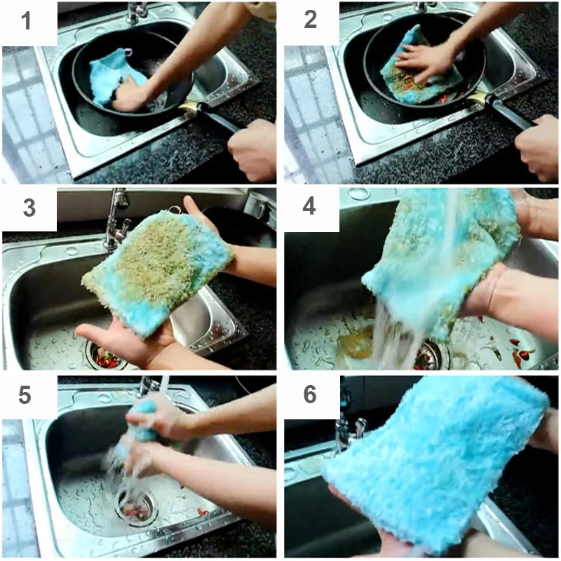 Microfiber Dish Cloths Bamboo Fiber Anti-grease Hydrophilic Natural Rags For Washing Dishes Cleaning