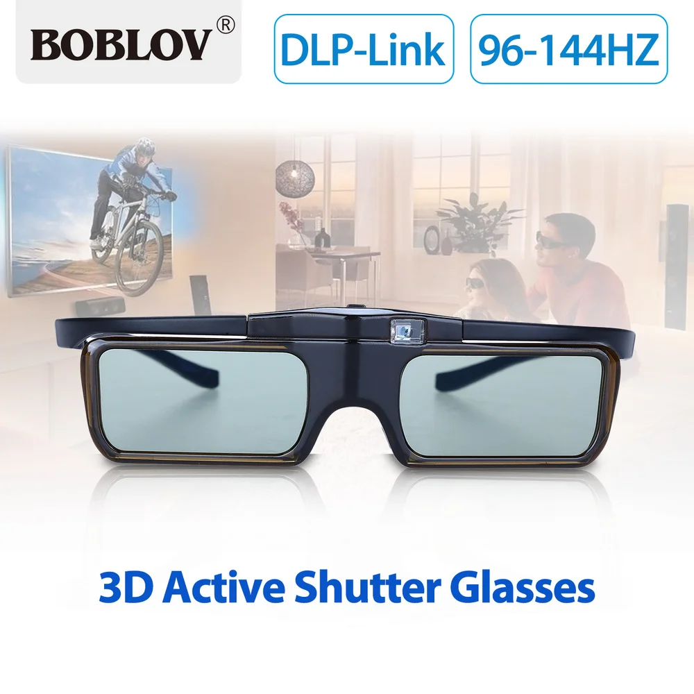 BOBLOV-Lentes de obturador activo 3D recargables, lentes LCD para proyector DLP-Link, 96HZ-144HZ, MX30, envío directo