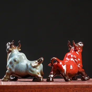 

CREATIVE CERAMIC BUFFALO TEA PET CERAMIC SMALL FENG SHUI ORNAMENTS BULL FIGURINE HOME OFFICE DESKTOP DECORATION HANDICRAFTS