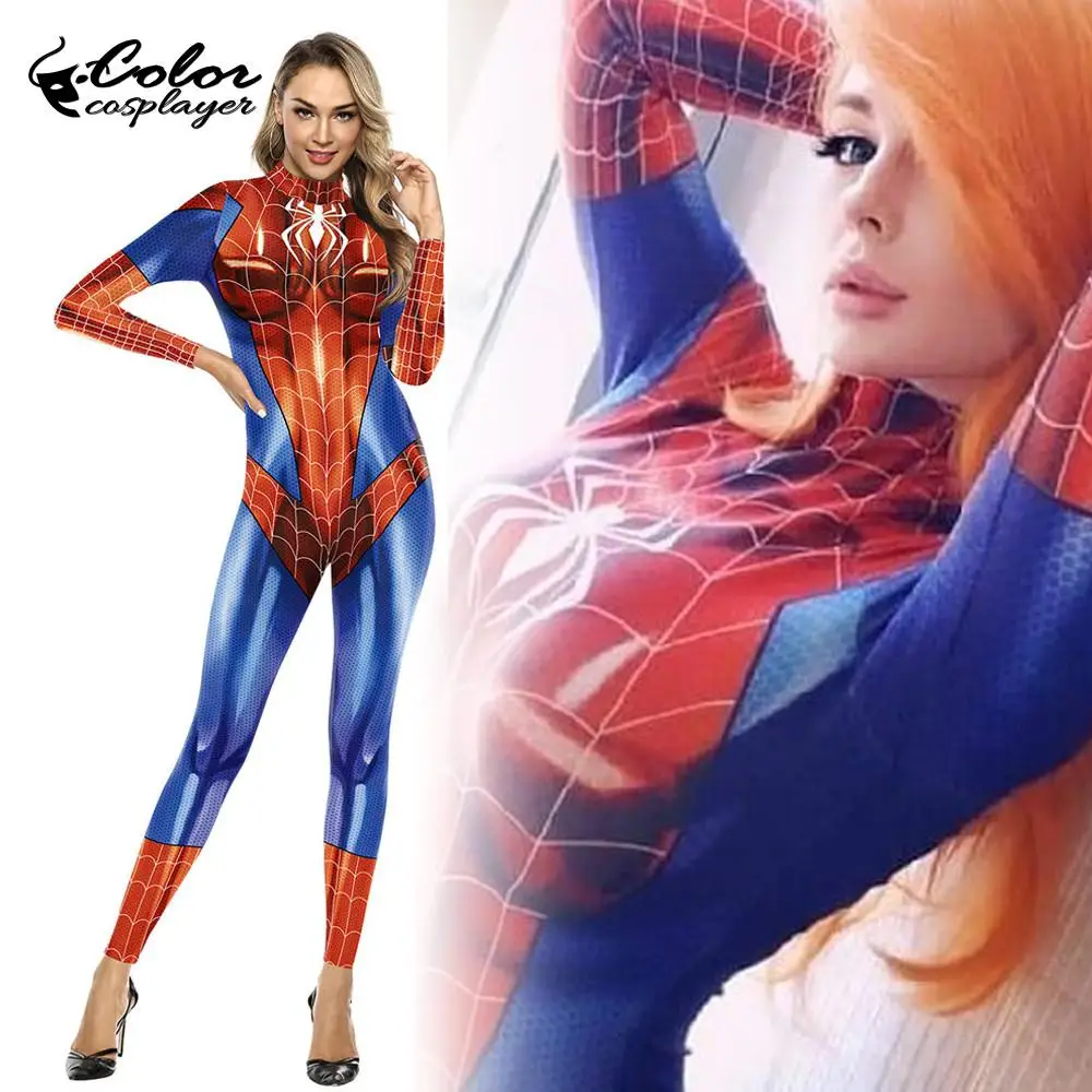 Cosplayer мужской/женский костюм супергероя паука карнавальный Пурим с длинным