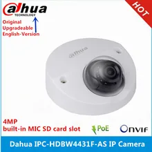 Оригинальная Dahua английская версия IPC-HDBW4431F-AS ip-камера 4MP IK10 IR20m IP67 Встроенный микрофон слот для sd-карты мини купольная сетевая камера