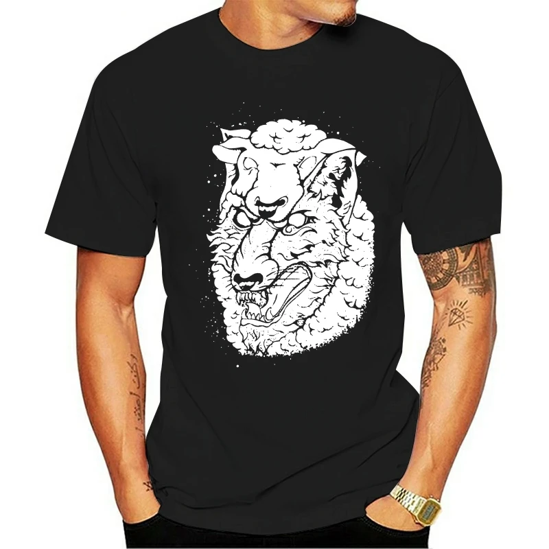 Мужские футболки с изображением волка из 100% хлопка коротким рукавом и принтом