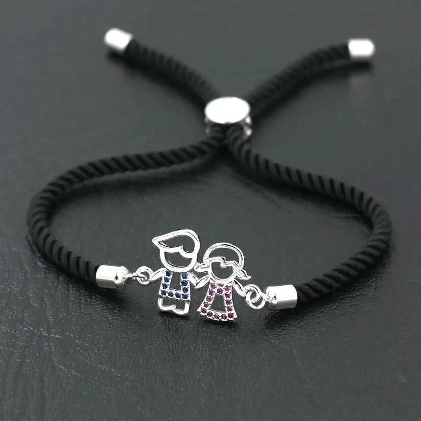 

Cute Silver Color Micro CZ Boys Girls Bracelet Women Red Rope Thread Bracelet For Men Jewelry Family Bracelet Gift Pulseras