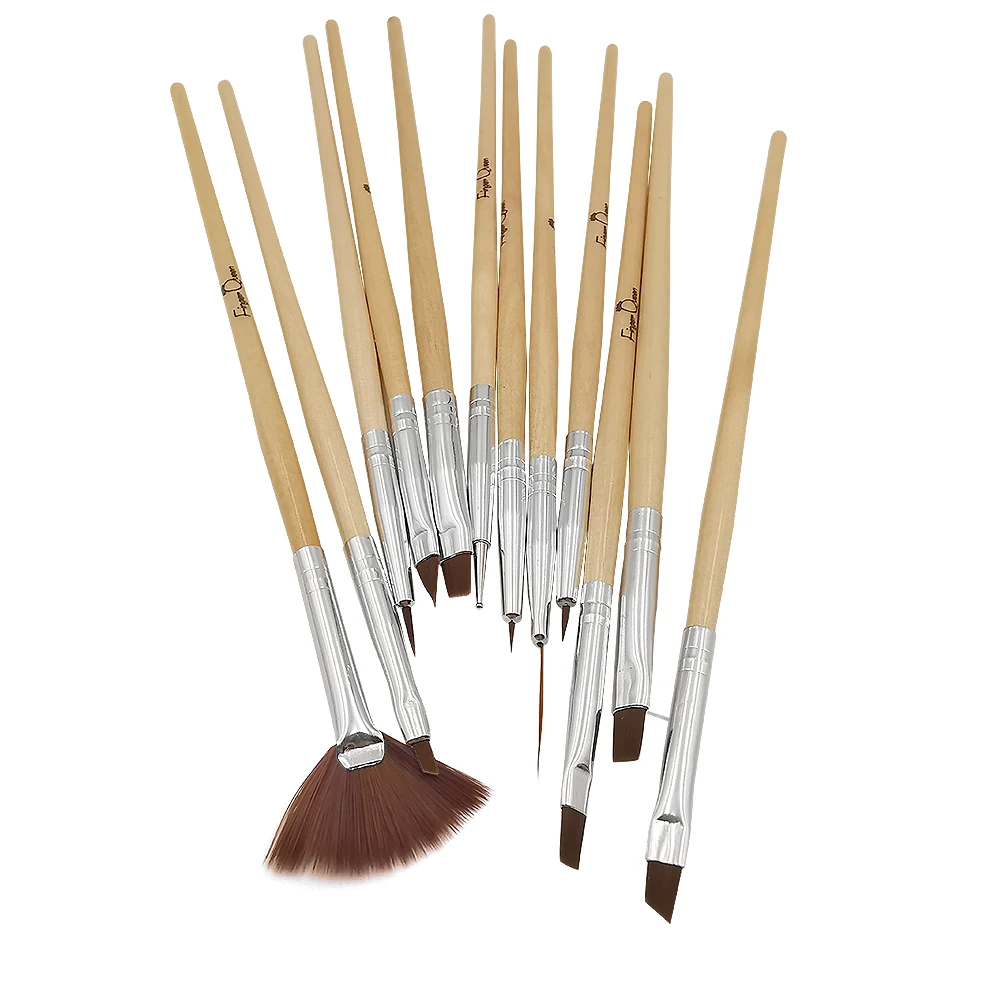 12 Types Available Nail Brush Acrylic UV Gel Gradient Drawing Pen Bgirl Wooden Club Manicure Nail Art Tool Decoration B043