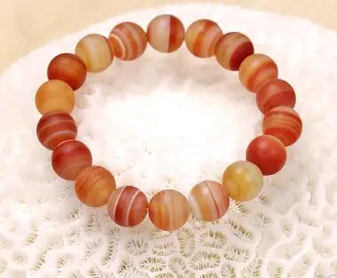 Natural striped grit round bead bracelet for men and women 10mm | Украшения и аксессуары