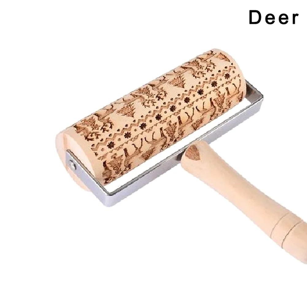Deer «Лучшее» дерево Рождество тиснение Скалка выгравированы DIY Инструменты для выпечки печенья малыш 889 - Цвет: Deer