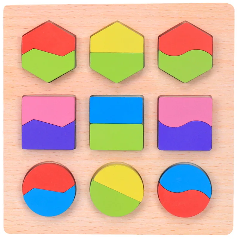 Top Quality Wooden Puzzle Kids Baby Early Educational Learning Toys for Children Geometric Shape Cognitive Board Wood Jigsaw