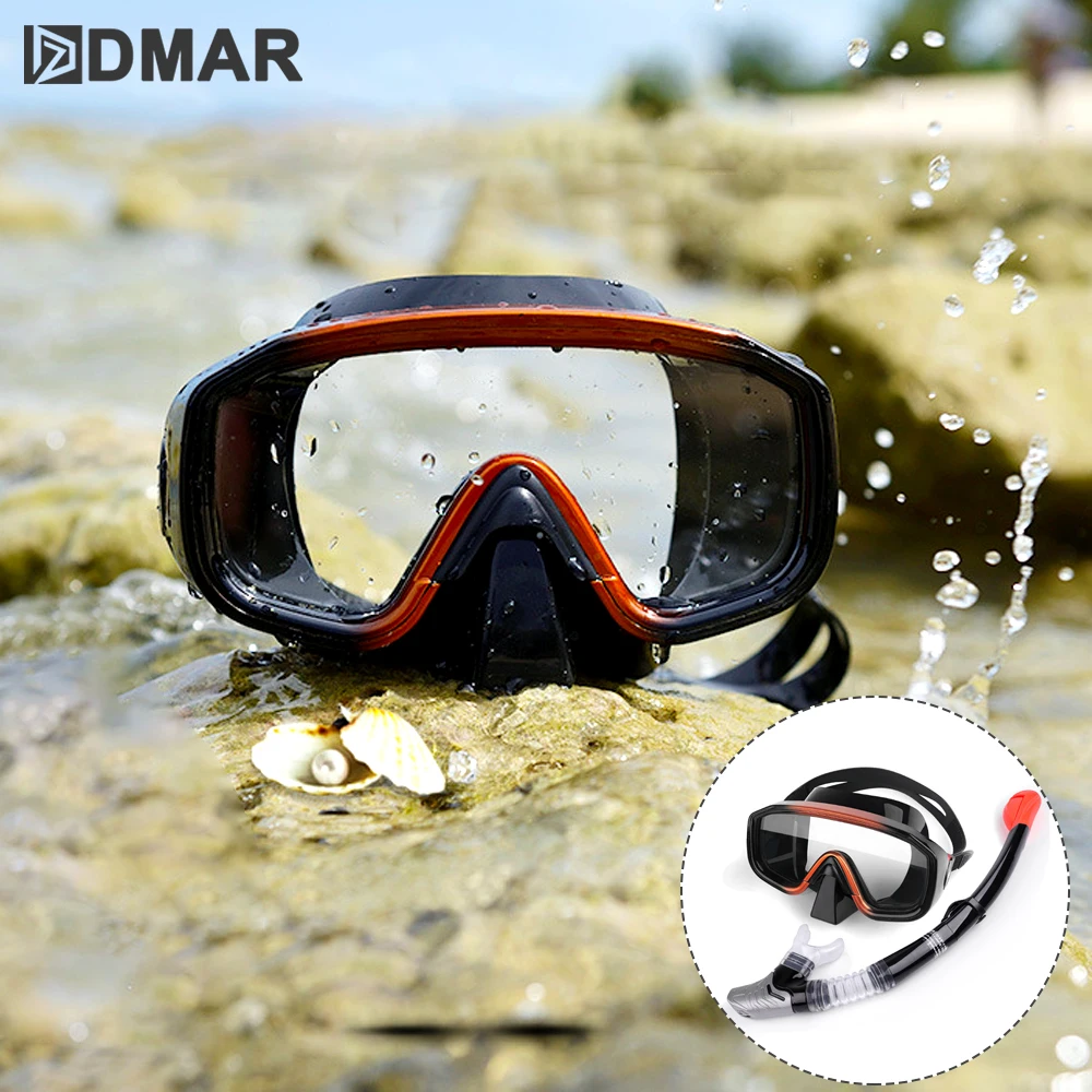

Professional Scuba Snorkeling Mask and Snorkels Anti-Fog Goggles Glasses Diving Swimming Easy Breath Tube Set Diving Mask