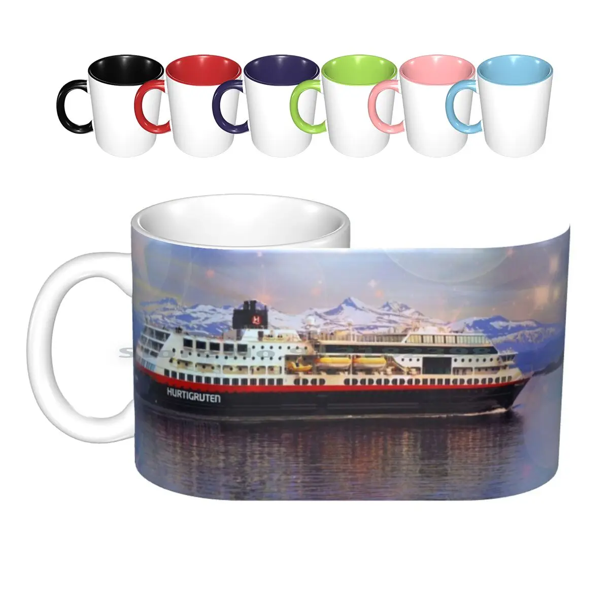 Winter Wonder Land Ceramic Mugs Coffee Cups Milk Tea Mug Norway Molde Ship Hurtigruten Cristmascard Water Sea Ocean Reflections | Дом и сад