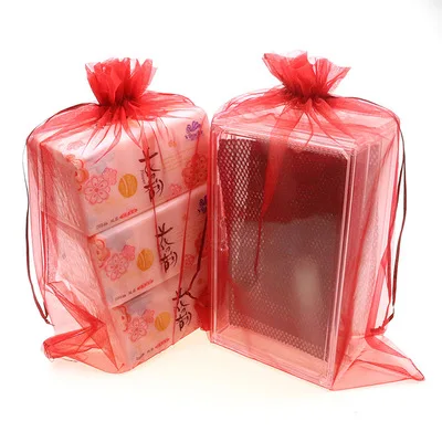 100pcs/lot 25x35cm Big Drawstring Bags Wedding Christmas Gift Packaging Organza Bags (Extra Cost For Customize Logo)