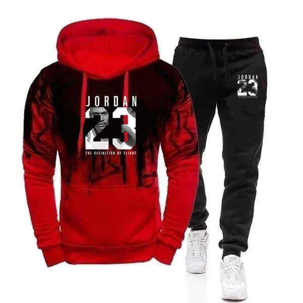 

New Men's Jordan 23 Sweatshirt 2 Pieces Hooded Sweatpants Fall Hip Hop Men's Sweatshirt 4XL