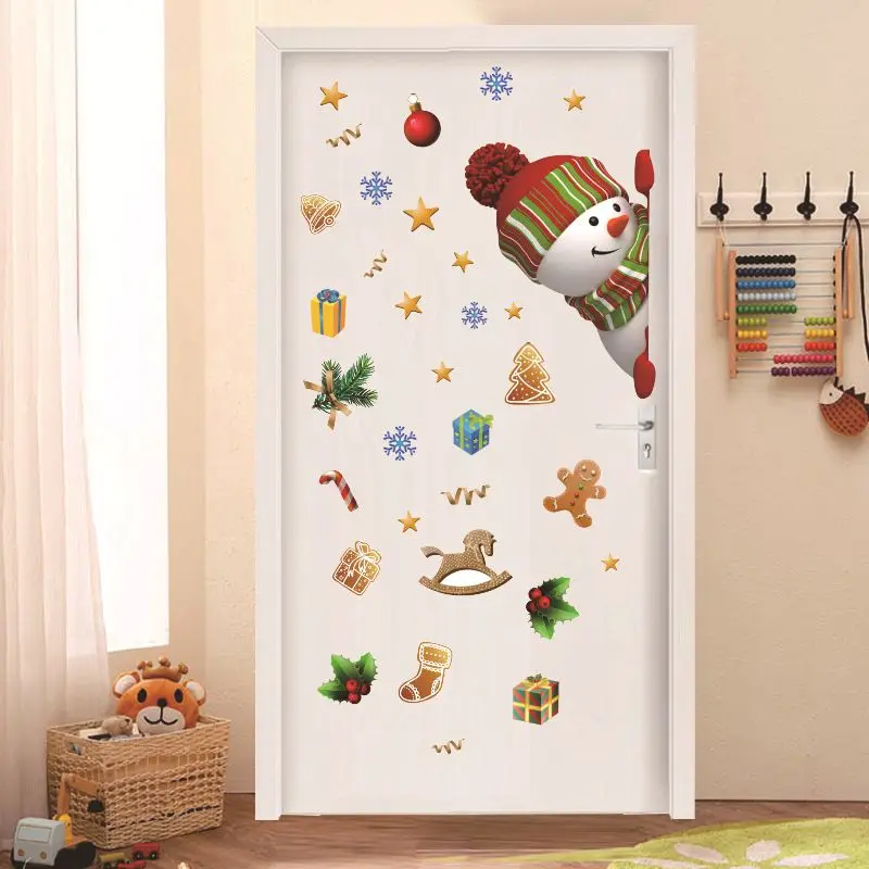 

35*48cm Christmas Sticker Elk Christmas Tree Deer Star Snowman Stickers For Window Door Christmas Home Decoration Stickers PVC