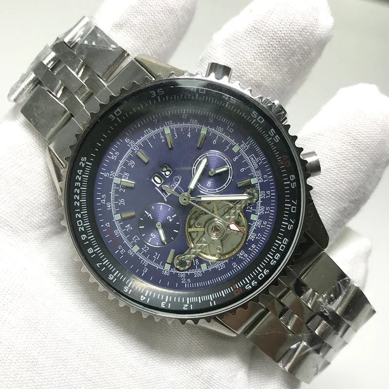 

Blue dial luxury watches 1884 Automatic self-winding glide smooth watch stainless steel A quality
