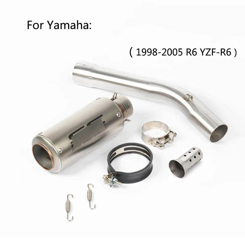 Для 1998-2005 Yamaha R6 YZF-R6 выхлопной трубы мотоцикла средней трубы скольжения на 51 мм Глушитель со съемным дБ убийца спасательная сталь - Цвет: A