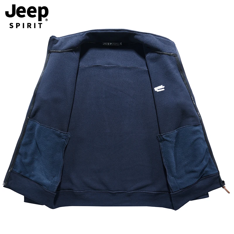 JEEP SPIRIT Brand Autumn Fleece Jacket Men Casual Warm Stand Collar Military Jacket Windbreaker Aut