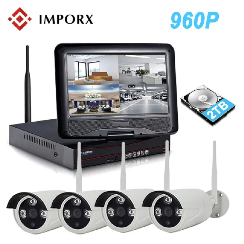  4 Uds 960P HD sistema de cámara de seguridad al aire libre 10 