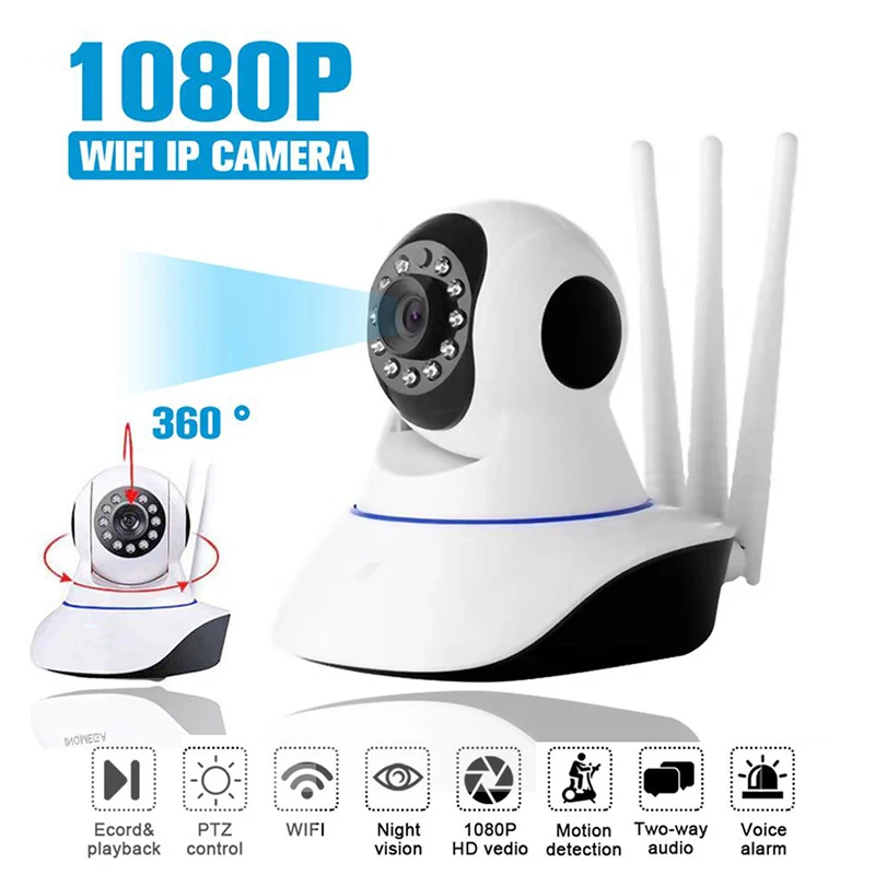 Беспроводная домашняя камера видеонаблюдения 1080P HD IP ночное видение радионяня Wi