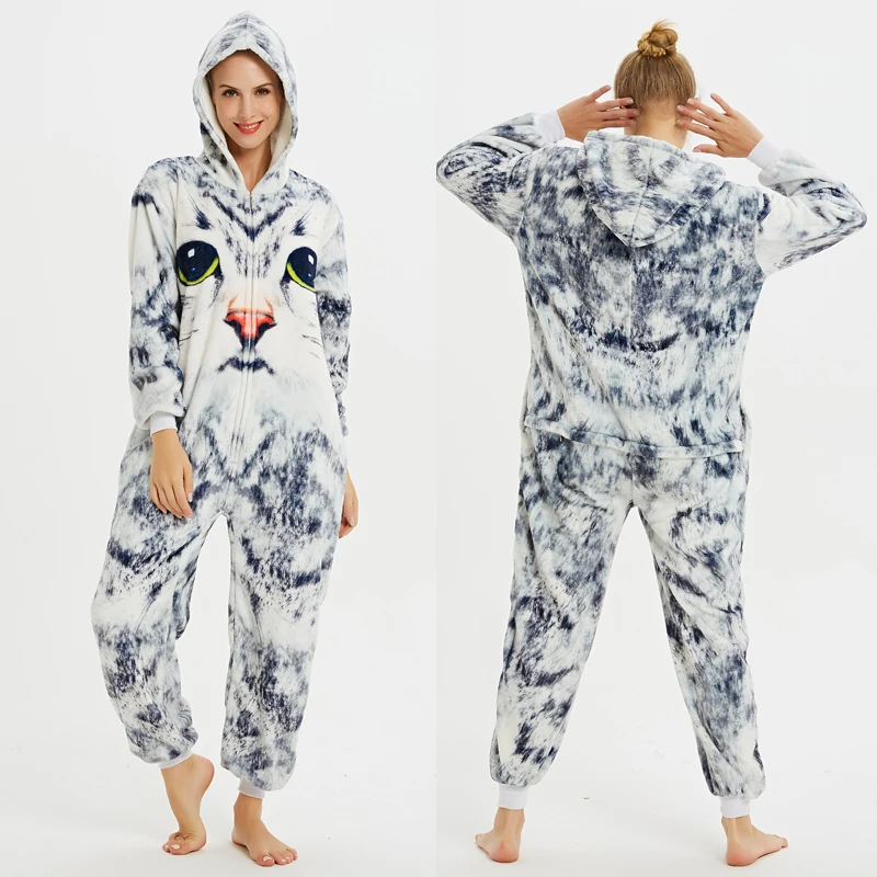Пижама кигуруми с единорогом, для взрослых, с изображением панды, комбинезон для женщин, мужчин, пар,, зимняя Пижама, костюм для сна кегуруми, Фланелевая Пижама