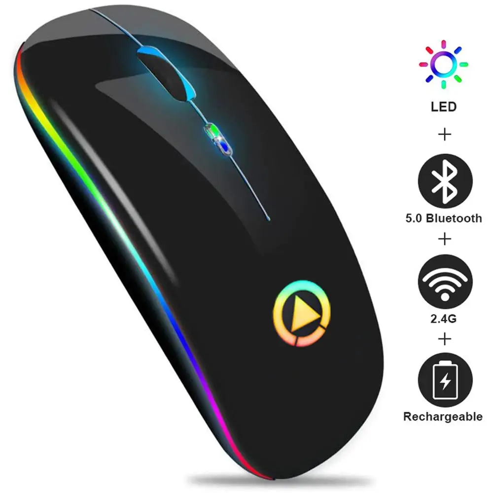 

Wireless Mouse Bluetooth RGB Rechargeable Mouse Wireless Computer Silent Mause LED Backlit Ergonomic Gaming Mouse For PC Laptop