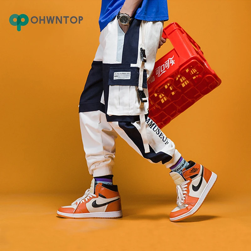 Весна 2020 мужские шаровары уличная одежда брюки джоггеры с лентами спортивные в