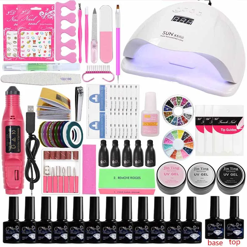 Billig Nagel Set 18 36 lampe SONNE X5 UV LED Lampe Trockner   12 stücke Nagel Gel Polish Kit Tränken Weg Maniküre set Gel Nagellack Für Nail art Werkzeuge
