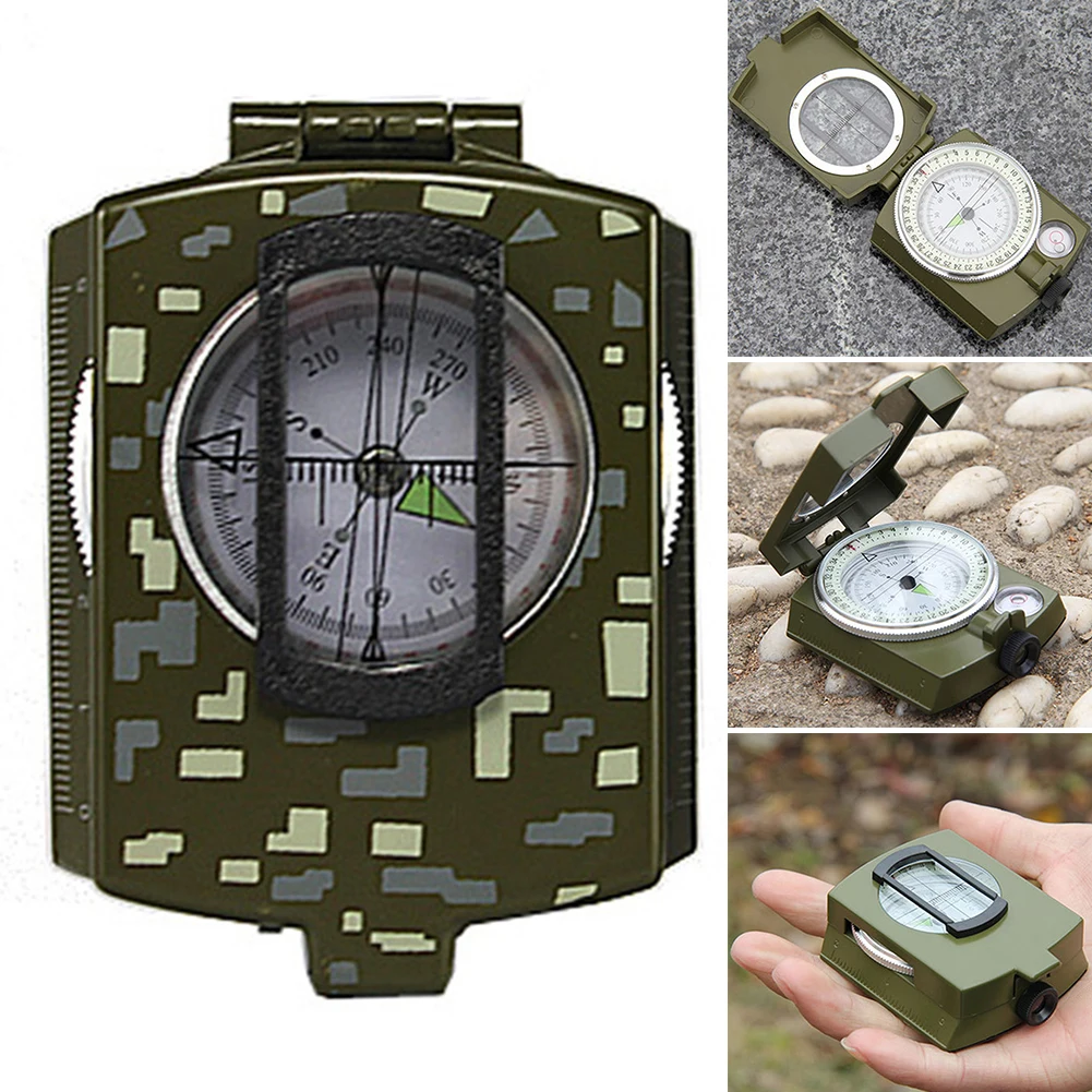 Motoring Great For Hiking Night Lights Zinc Alloy Backpacking Folding Distance Army With Map Measurer North Multifunction