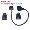 A+++ Quality Full PIN 38 Pin to 16 Pin OBD2 OBDII 38pin Diagnostic Adapter Connector Cable 2