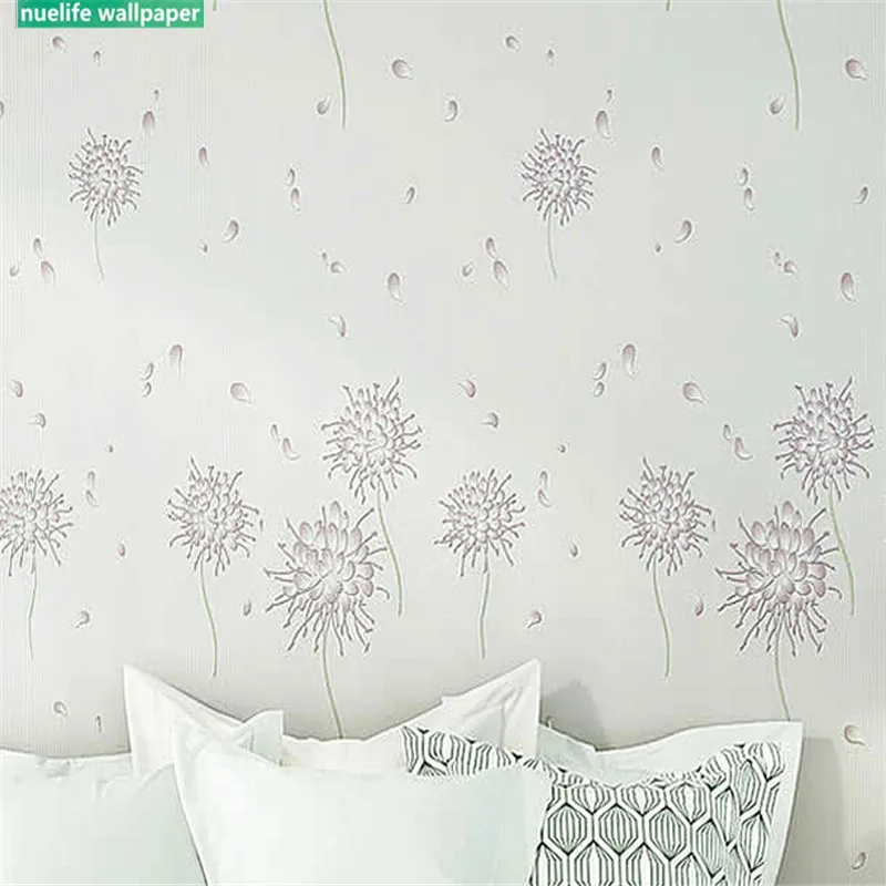 

0.53x10m dandelion modern minimalist non-woven wallpaper 4D thickening dandelion blue bedroom living room background wall paper