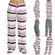 Модные женские зимние принт с рождественским оленем, свободные пижамные штаны, зимние модные повседневные женские штаны длиной до щиколотки, горячая Распродажа