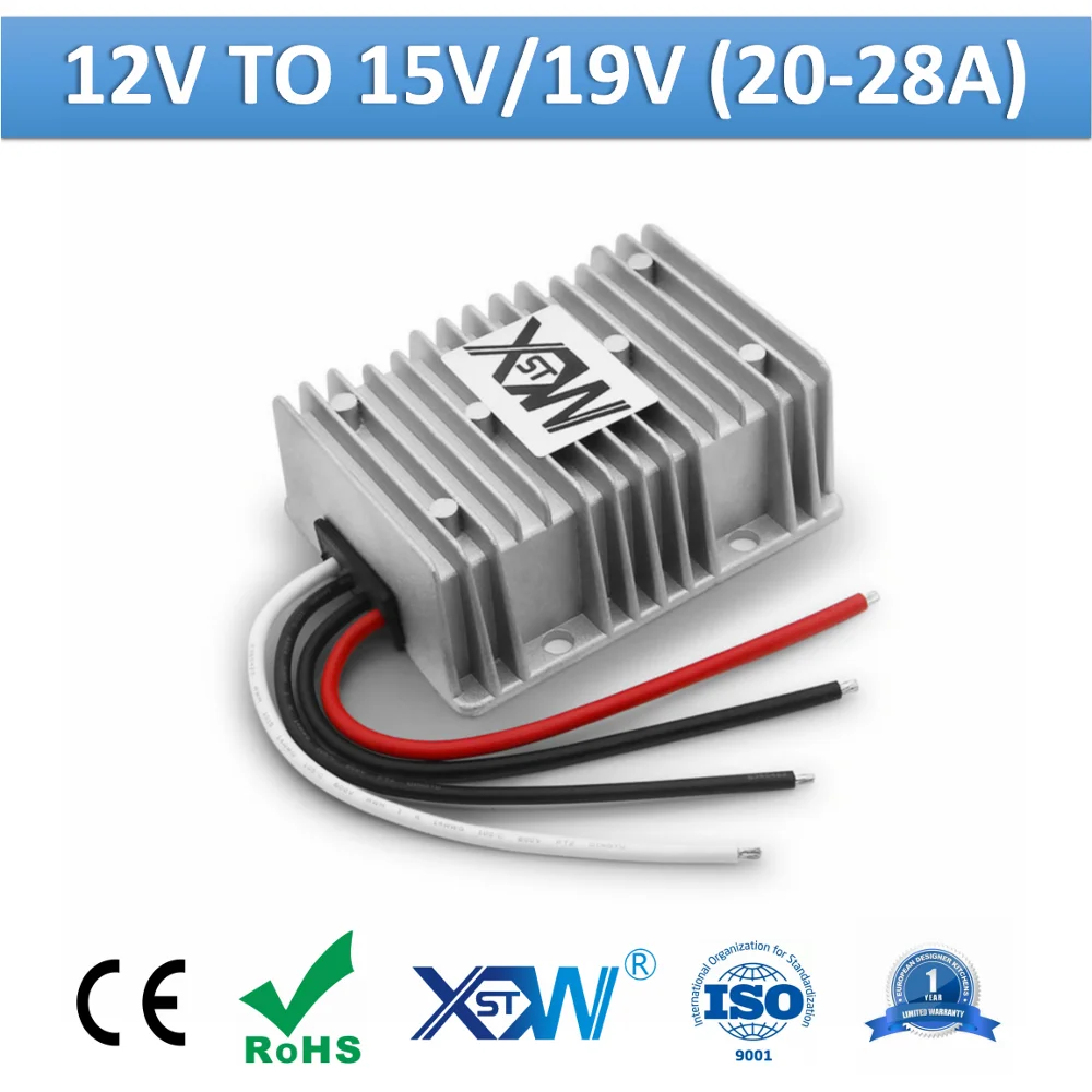 

XWST Non Isolated Aluminum DC to DC 12v to 15v 19v 21A 25A 28A Step Up Boost Power Supply 15V 19V DC Voltage Regulator