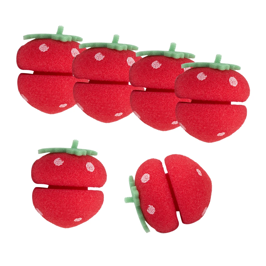 6Pcs Magic Hair Curlers Cute Strawberry Curler Soft Sponge Foam Balls Curling Rollers Hair Care Lovely DIY Hair Tools