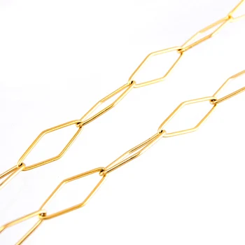 

Silver Color/Golden Stainless Steel Rhombus Lock Chain For Jewelry Making Metal Rolo Link Chains By Meter Cadenas Por Metros 1M