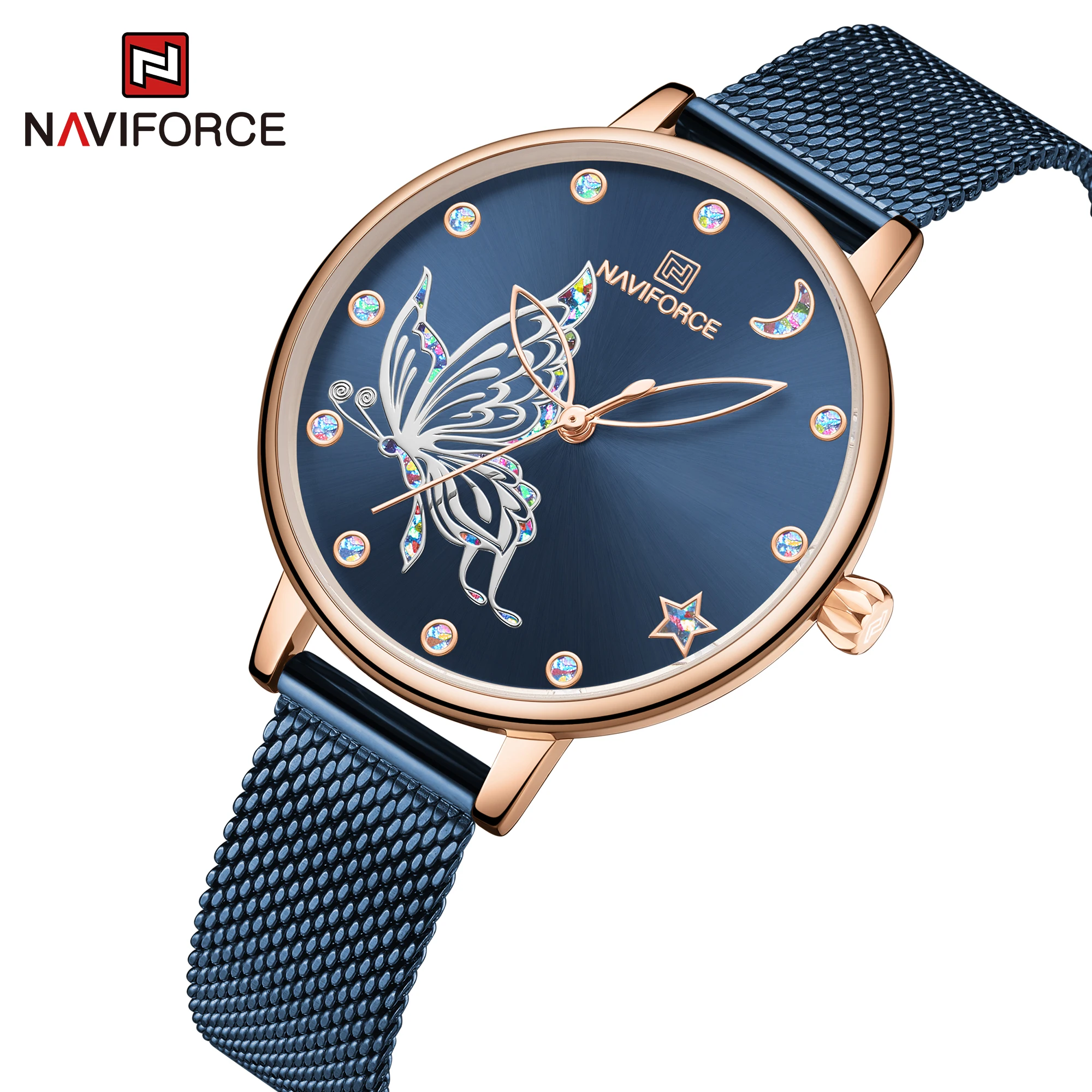 Часы NAVIFORCE женские кварцевые водонепроницаемые 3 АТМ из нержавеющей стали