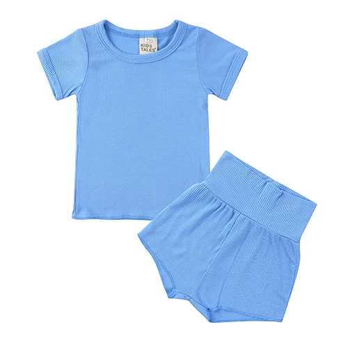 Baby Girl Pajamas Cute candy color Short Sleeve Pajamas Set Kids Pyjamas Children Pijama Boy Homewear Clothes 2pcs set M332 22