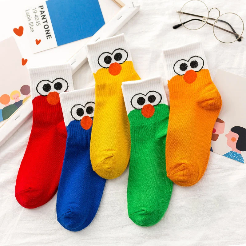 Для женщин персонажа из мультфильма хлопковые носки милые «большие глаза», Симпатичные носки Harajuku унисекс студенческие удобные носки скейтбордиста