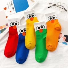 Для женщин персонажа из мультфильма хлопковые носки милые «большие глаза», Симпатичные носки Harajuku унисекс студенческие удобные носки скейтбордиста