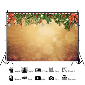 

Laeacco Chrismas Party Child Baby Shower Pine Branch Light Bokeh Polka Dots Photo Background Photographic Backdrop Photo Studio