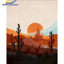 PhotoCustom Sunset Painting By Number Landscape HandPainted Painting Drawing On Canvas Art Gift DIY By Number Kits Home Decor