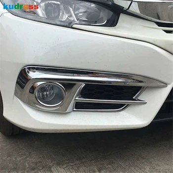 

For Honda Civic 2016 2017 2018 10th Sedan ABS Chrome Front Fog Light Cover Trim Foglight Lamp Strip Frame Sticker Car Styling