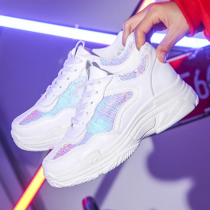 

Womens Trainers Women's Sneakers With Sparkles Summer Shoes shoes Woman-shoes Running Colorful Rhinestone Heels 2019 Fashion