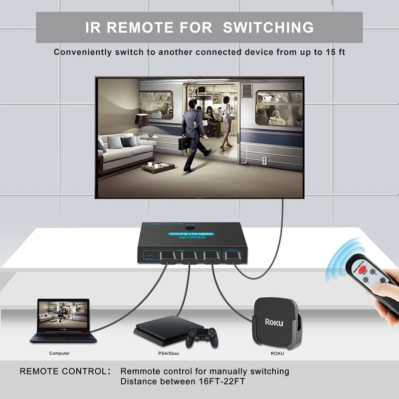 STEYR 4k HDMI коммутатор 1,4 3 порта концентратор коробка переключатель 3 в 1 выход коммутатор адаптер с пультом дистанционного управления для HD ТВ XBOX360 ТВ PS3 проектор