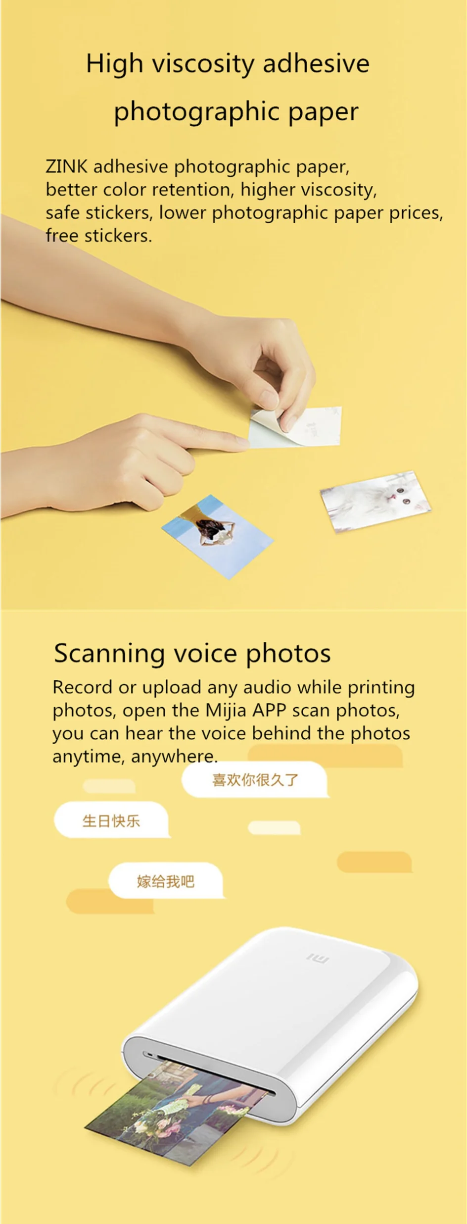 Xiaomi Портативный фотопринтер 313x400 точек/дюйм DIY поделитесь картинкой мини принтер Карманный принтер 5,0 BLE работа с приложением Mijia