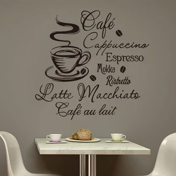 

Coffee Kitchen Vinyl Wall Stickers Kitchen Coffee Shop removable Wall Mural Decals Home Decor House Decoration Wall Art 1055