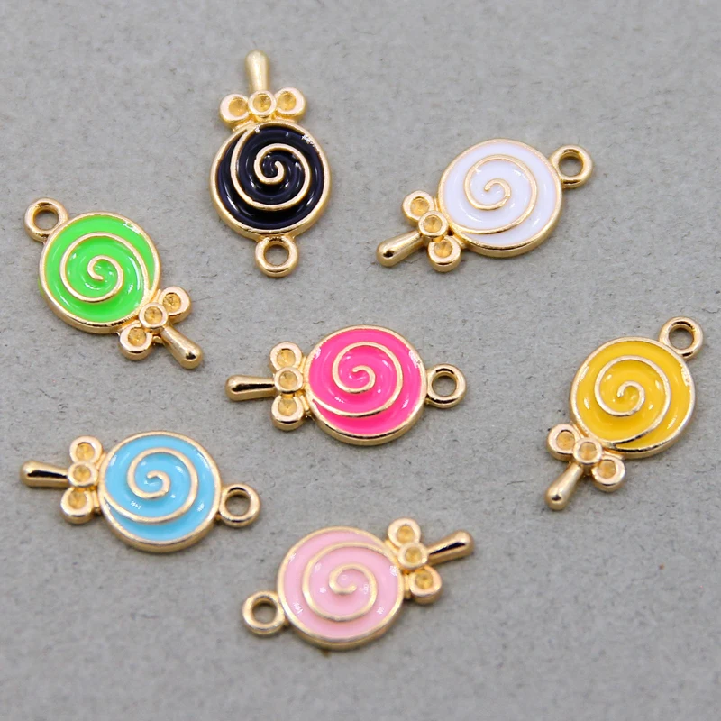 Enamel Candy Lollipop Charms for DIY Jewelry Making - Set of 10