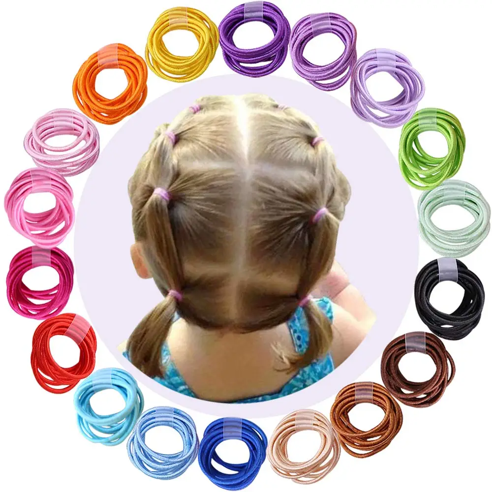 

100PCS/Lot Girls Candy Colors Nylon Rubber Bands Children Safe Elastic HairBand Ponytail Holder Kid Hair Accessories Hair Circle