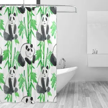 

Panda with Bamboo Shower Curtain Polyester for Home Bathroom Decorative Bath Curtains