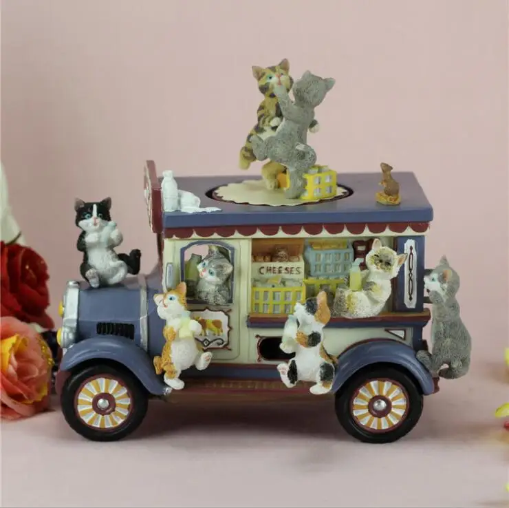 713++++Cartoon car music box cat dance eight tone creative work | Дом и сад