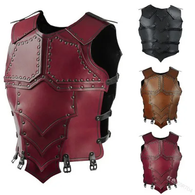 

Medieval Viking Warrior Samurai Battle PU Leather Vest Chest Armor Cosplay Ancient Greece Rome War Legion Costume