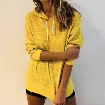 

Female Sweatshirts Solid Color Womens Hoodies Long Sleeve Hoodie Sweatshirt Hooded Pullover No Pocket 2019#J30