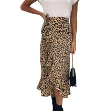 Горячая Распродажа, Женская облегающая модная повседневная юбка с леопардовым принтом в стиле бохо, свободная юбка с завышенной талией, миди юбки S-XL